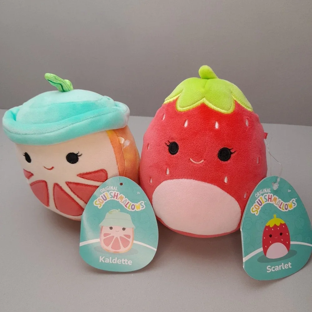 Squishmallows Fruit‎ Plush Lot 2 Scarlet Strawberry & Kaldette Grapefruit 5